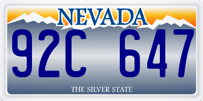 NV license plate 92C647