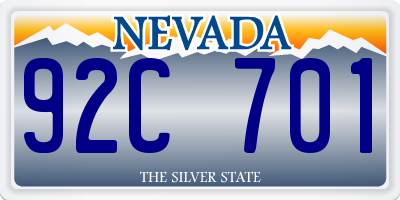 NV license plate 92C701