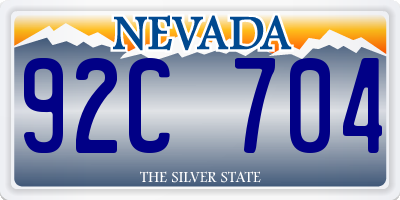 NV license plate 92C704