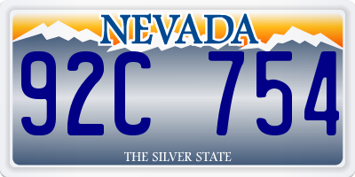 NV license plate 92C754