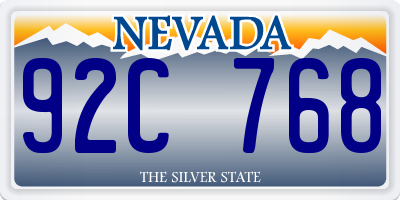 NV license plate 92C768
