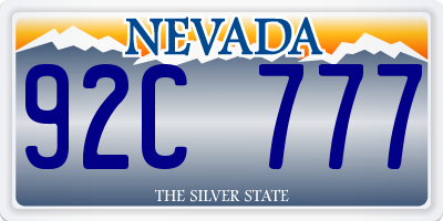 NV license plate 92C777