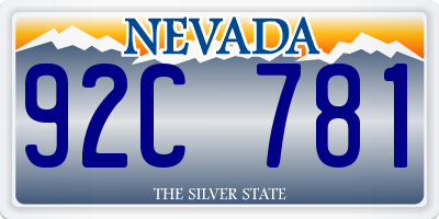 NV license plate 92C781