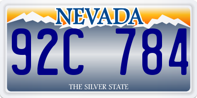 NV license plate 92C784