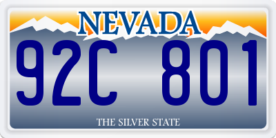 NV license plate 92C801