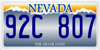 NV license plate 92C807