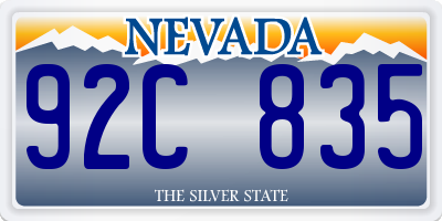 NV license plate 92C835