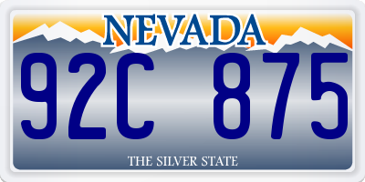 NV license plate 92C875