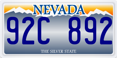 NV license plate 92C892