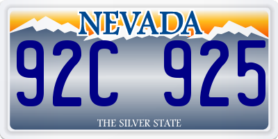 NV license plate 92C925