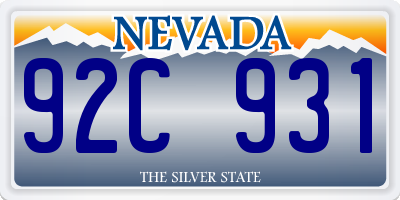 NV license plate 92C931