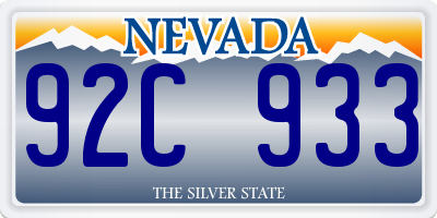 NV license plate 92C933