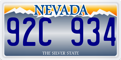 NV license plate 92C934