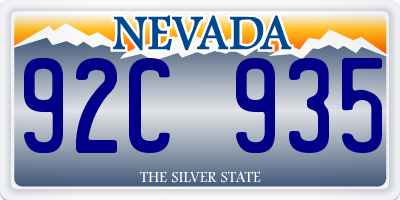 NV license plate 92C935