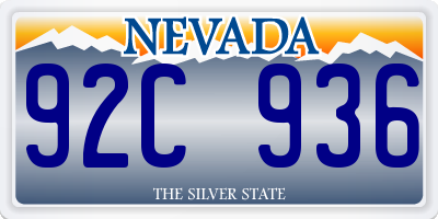 NV license plate 92C936