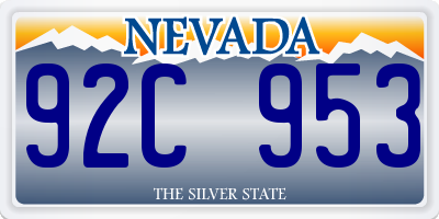 NV license plate 92C953