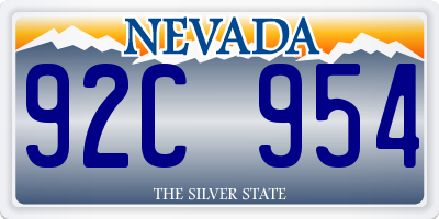 NV license plate 92C954