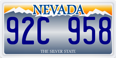 NV license plate 92C958