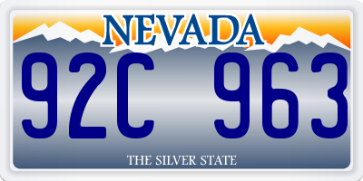 NV license plate 92C963