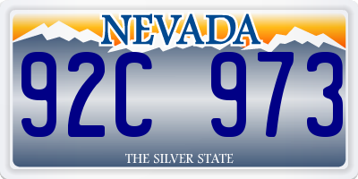 NV license plate 92C973