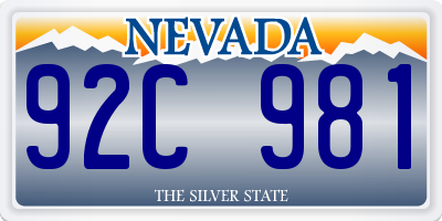 NV license plate 92C981