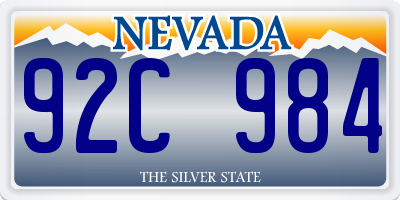 NV license plate 92C984