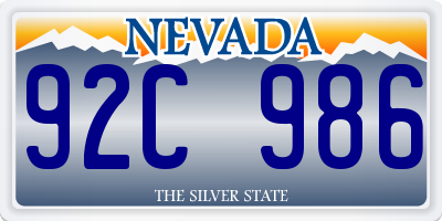 NV license plate 92C986