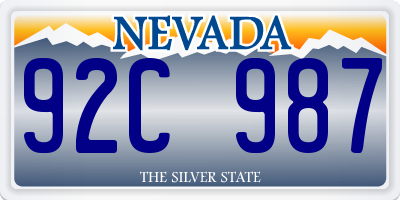 NV license plate 92C987