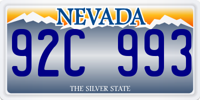 NV license plate 92C993