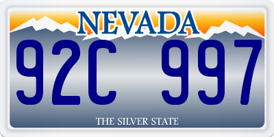 NV license plate 92C997