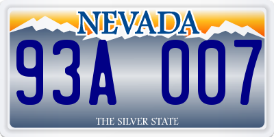 NV license plate 93A007