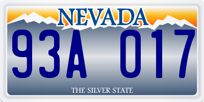NV license plate 93A017