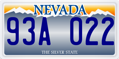 NV license plate 93A022