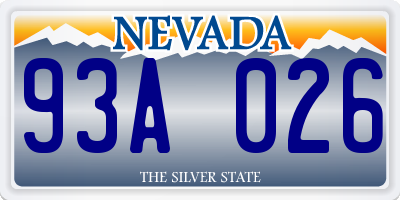 NV license plate 93A026