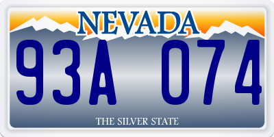 NV license plate 93A074