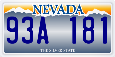 NV license plate 93A181