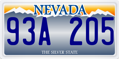NV license plate 93A205