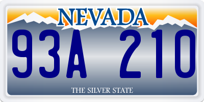 NV license plate 93A210