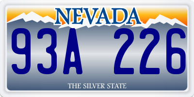 NV license plate 93A226