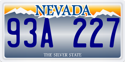 NV license plate 93A227