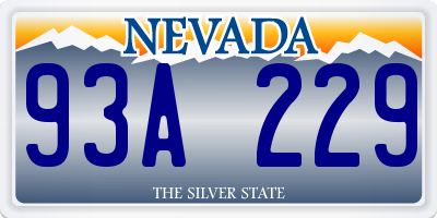 NV license plate 93A229