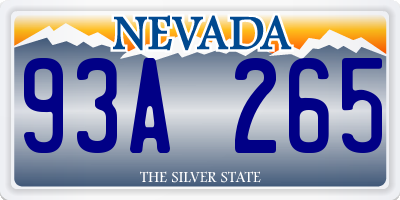 NV license plate 93A265
