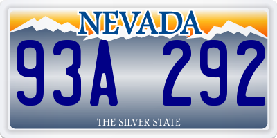 NV license plate 93A292