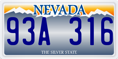 NV license plate 93A316
