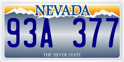 NV license plate 93A377