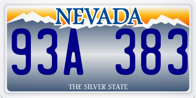 NV license plate 93A383
