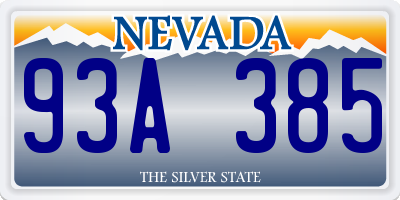 NV license plate 93A385