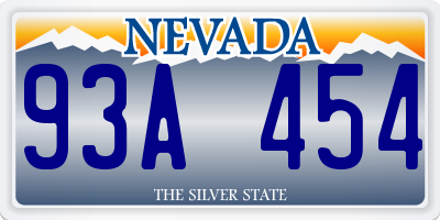 NV license plate 93A454