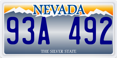 NV license plate 93A492