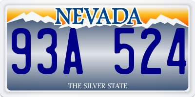 NV license plate 93A524